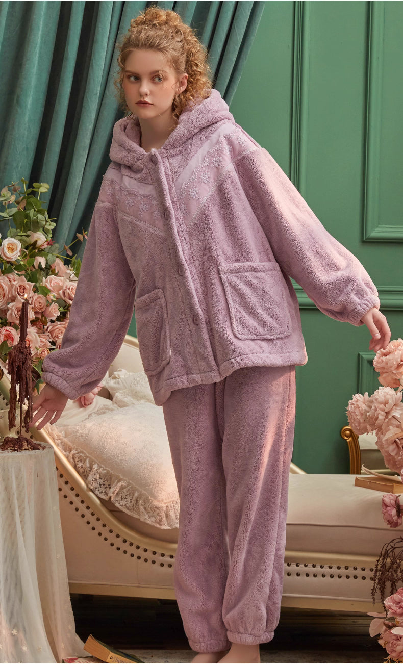 フリースフローラルふわふわルームウェア