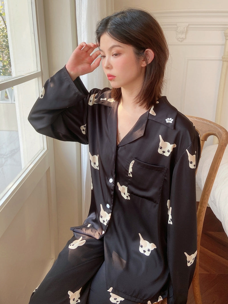 サテンシフォンチワワ柄パジャマ