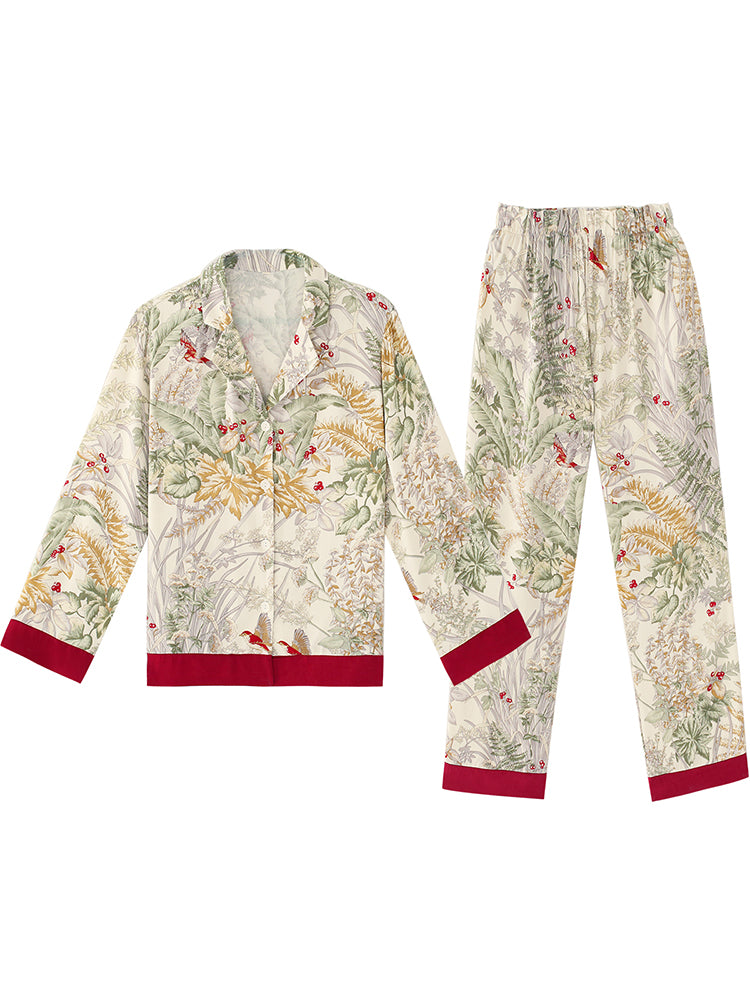 ビスコースフローラルラインデザインパジャマ