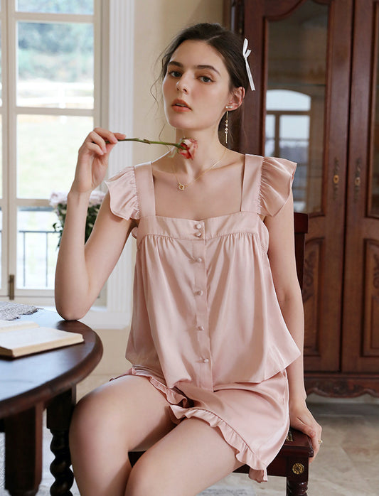 ノースリーブスクエアネックフリルパジャマ