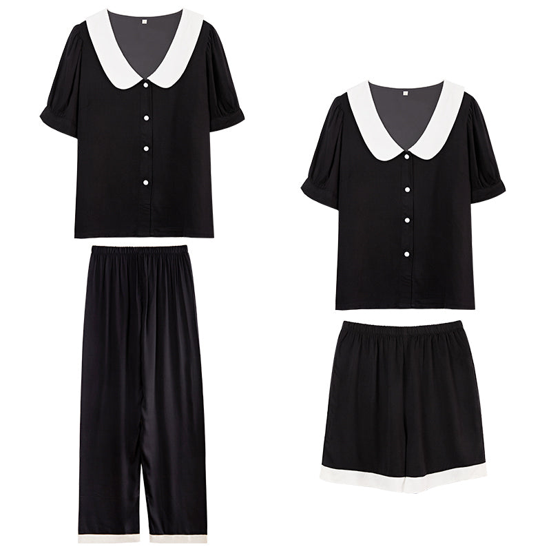 ビスコースドールカラーモノクロパジャマ