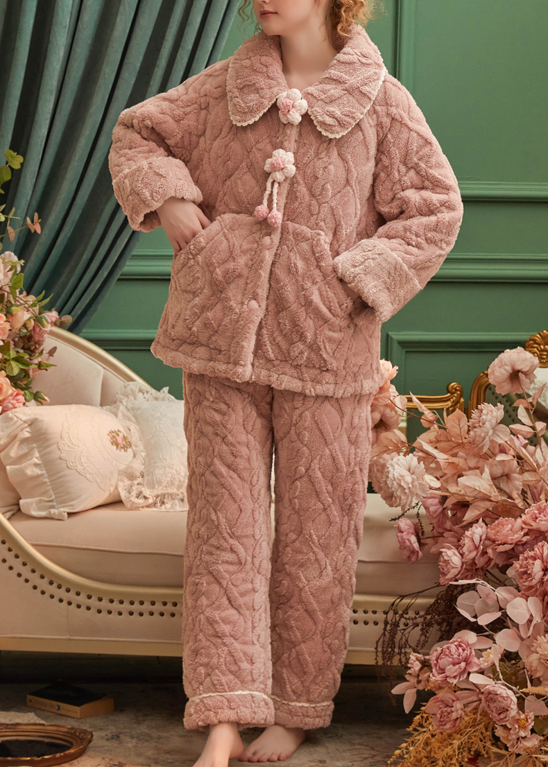 フリースお花のもこもこルームウェア