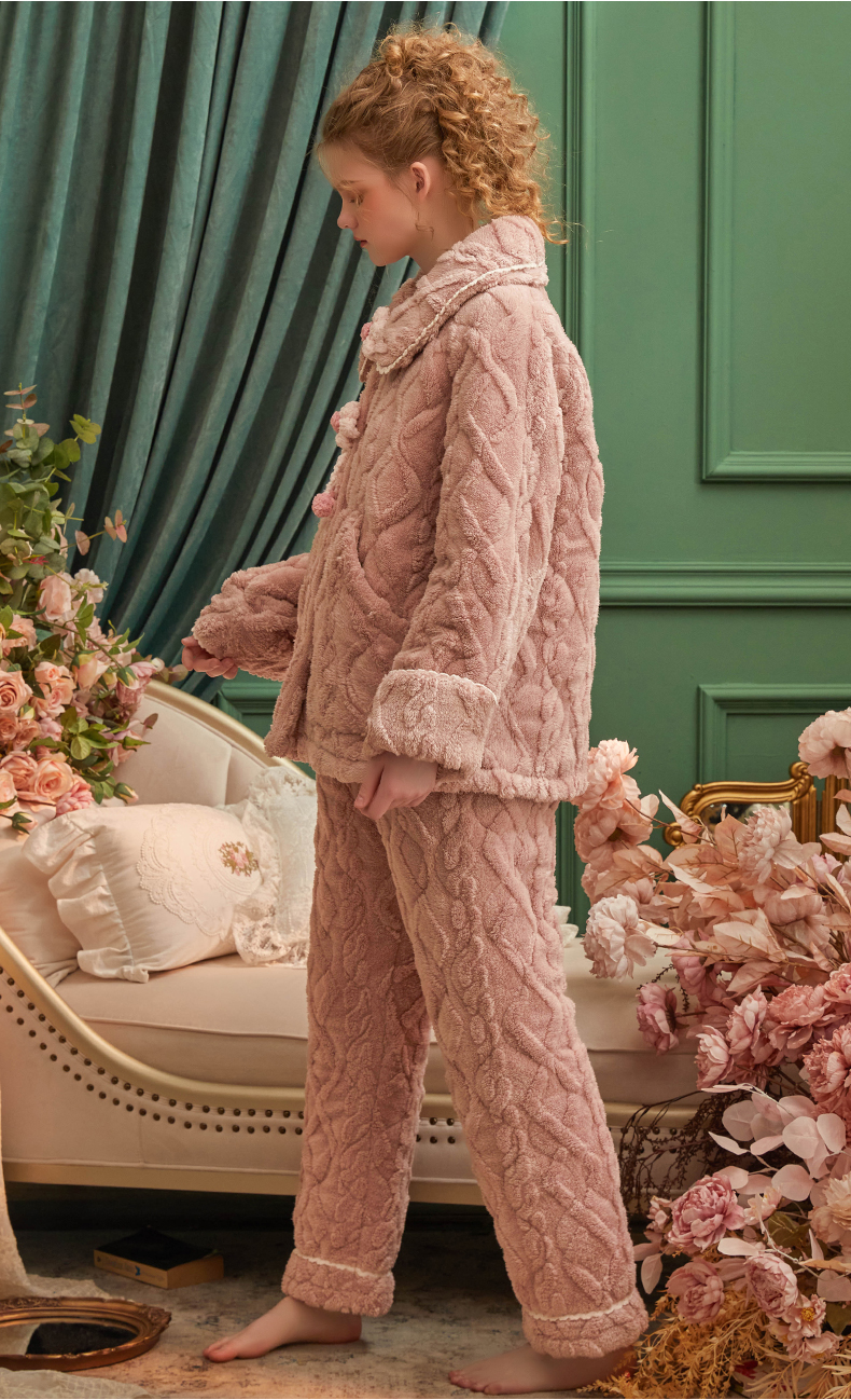 フリースお花のもこもこルームウェア