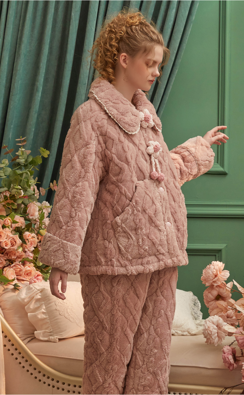 フリースお花のもこもこルームウェア