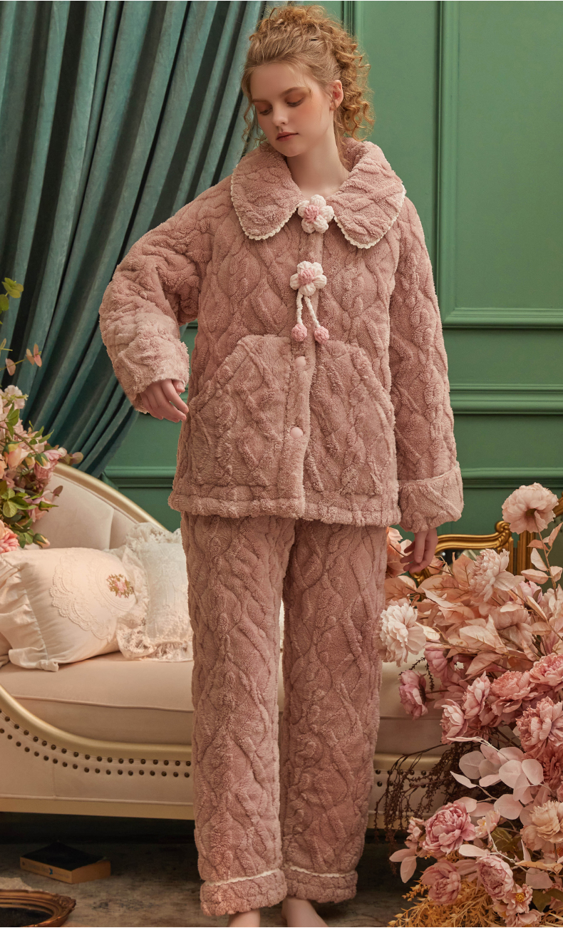 フリースお花のもこもこルームウェア