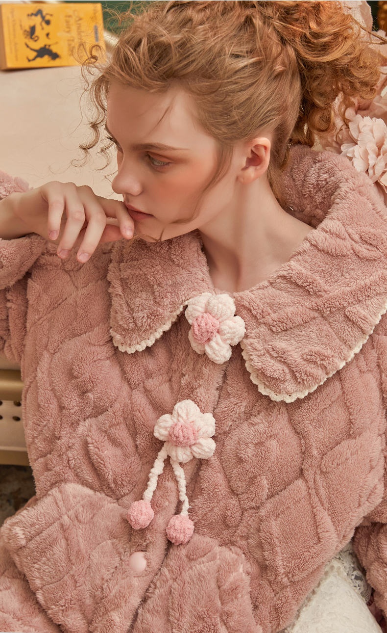 フリースお花のもこもこルームウェア