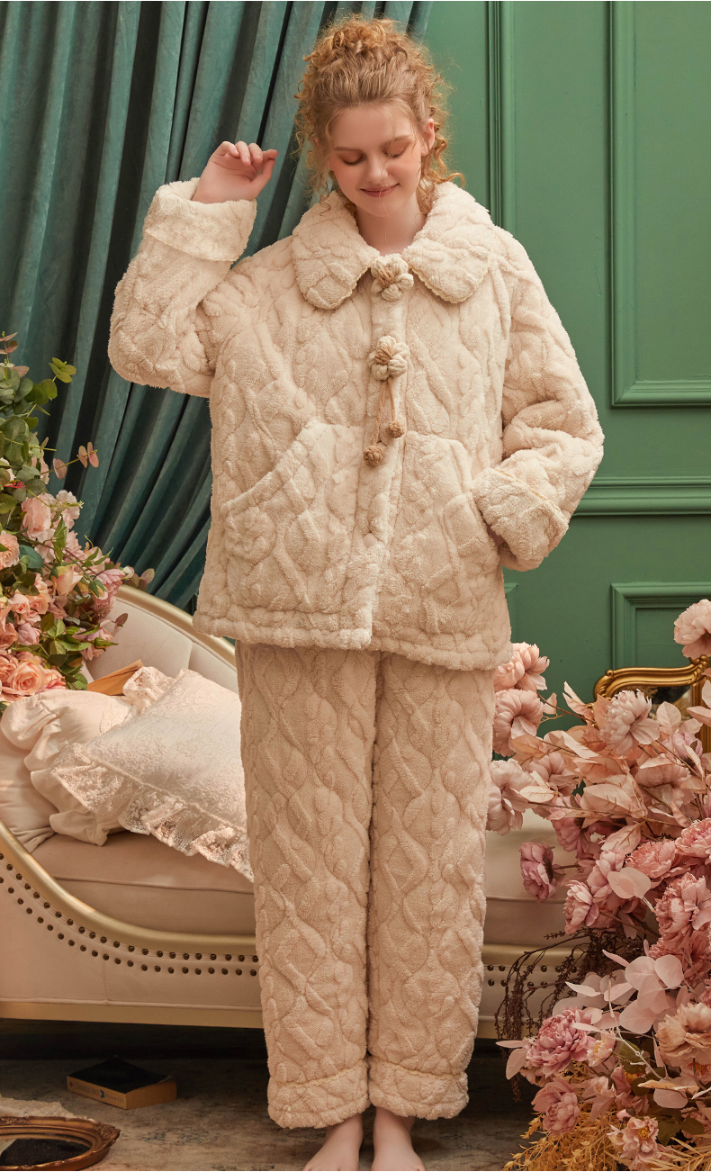 フリースお花のもこもこルームウェア