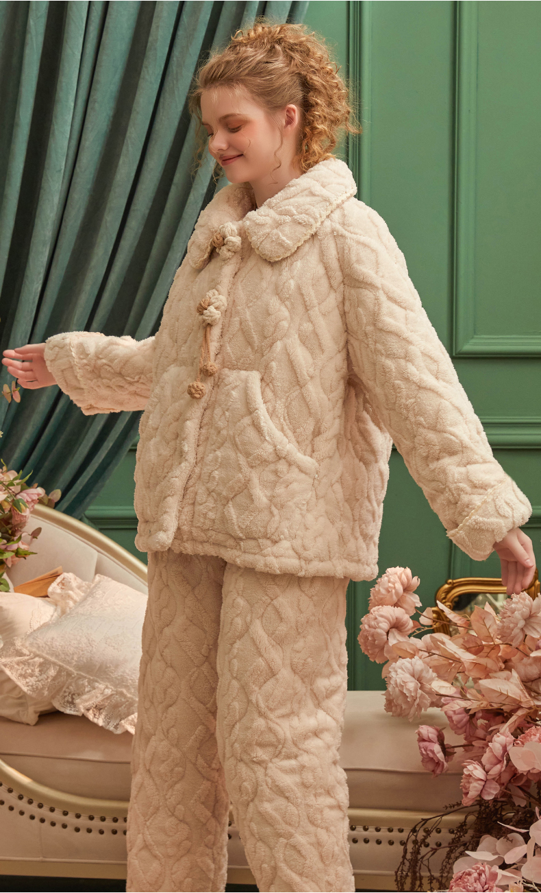 フリースお花のもこもこルームウェア