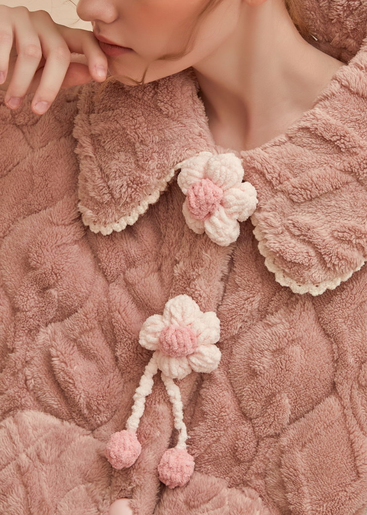 フリースお花のもこもこルームウェア