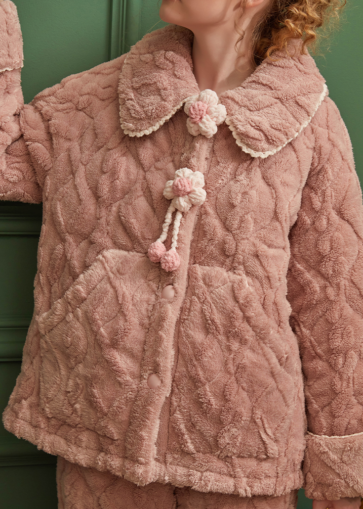 フリースお花のもこもこルームウェア