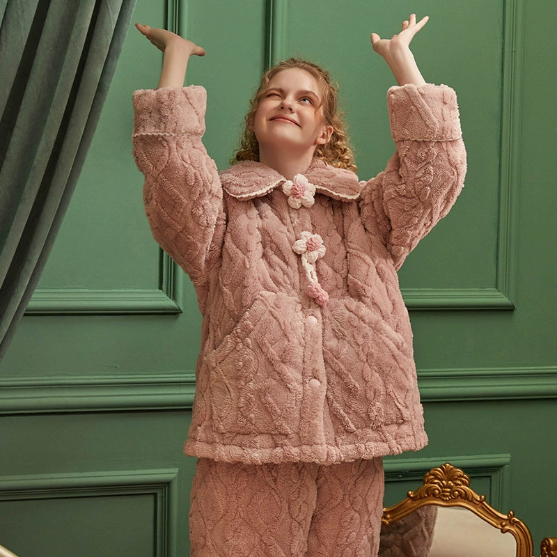 フリースお花のもこもこルームウェア