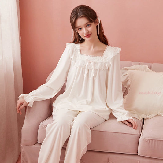 フリースレースネックフレアルームウェア