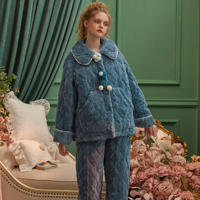 フリースお花のもこもこルームウェア