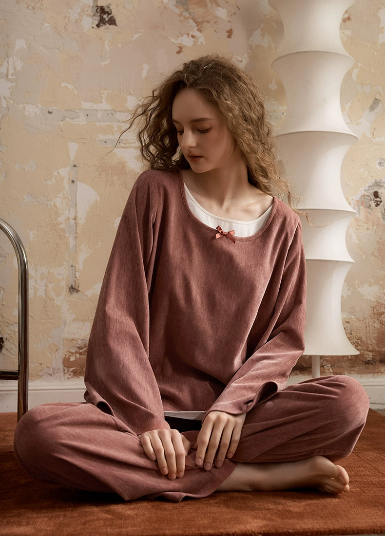 フリース小さなリボンのパジャマ