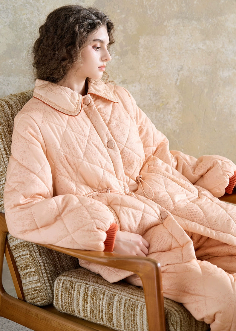 コットン ドールカラーキルティングルームウェア