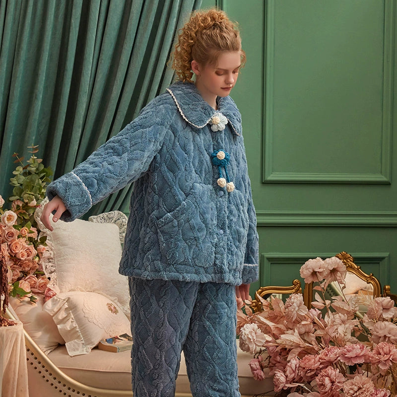 フリースお花のもこもこルームウェア