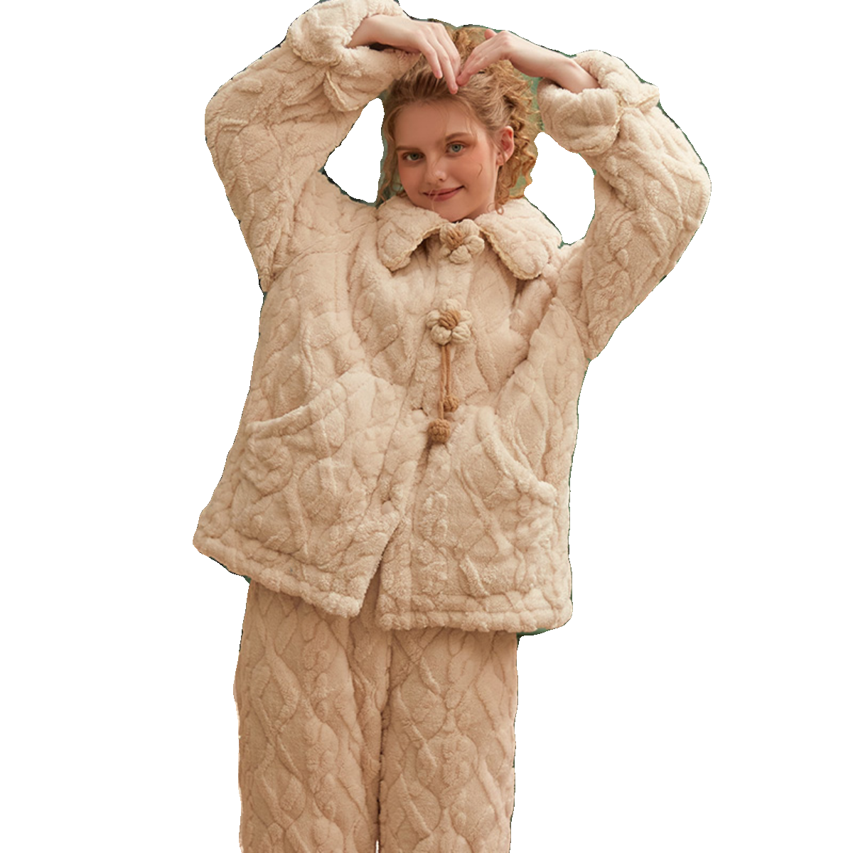 フリースお花のもこもこルームウェア