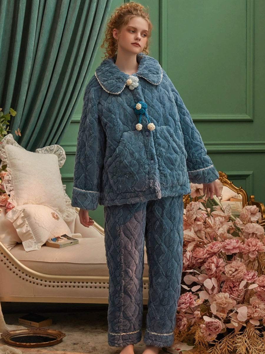 フリースお花のもこもこルームウェア